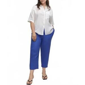 Mango 100% Linen Pants Blue NWT Size 4XL